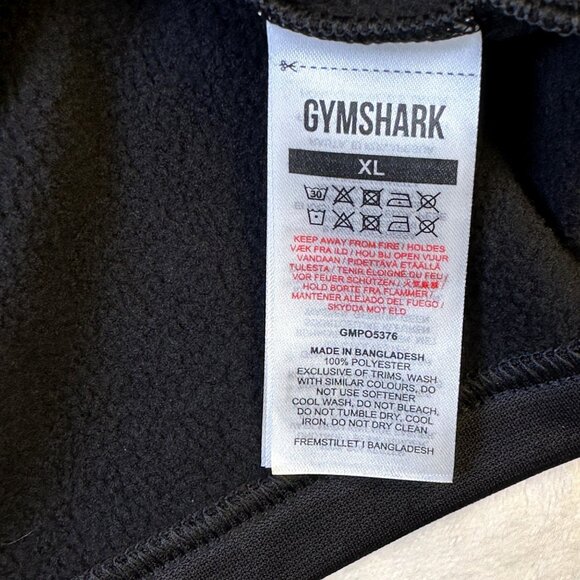Gymshark Men’s XL Black Tech Fleece Long Sleeve Shirt Crewneck Athletic Top - Picture 5 of 6